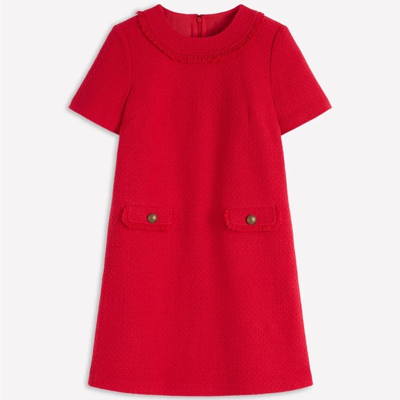 Evita Cotton Shift Dress-Poppy Red - Picture 7 of 9
